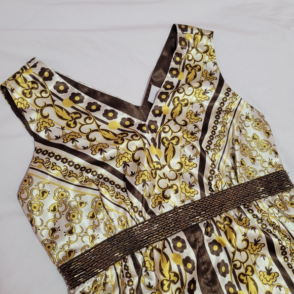 SUZY gold & brown floral patterned satin camisole top - Picture 2 of 9